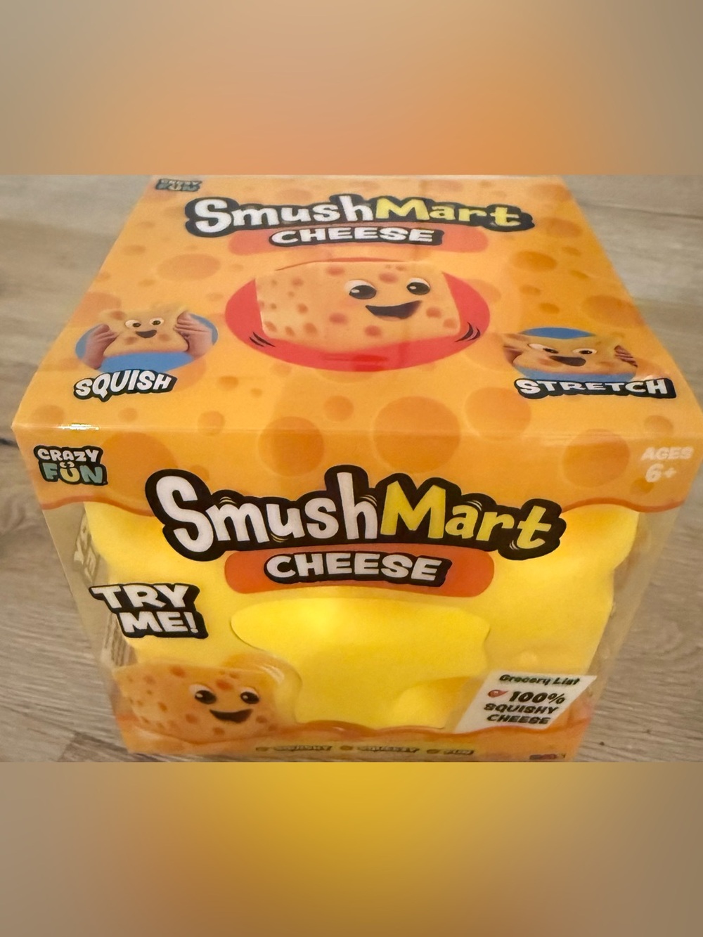RMS CRAZY FUN ORIGINAL SMUSHMART YELLOW CHUNK OF CHEESE SQUISH STRETCH VIRAL NIB